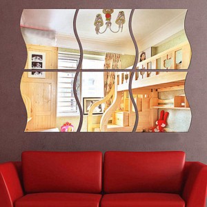 Hot Sales DIY 3D Mirror Vinyl Removable Wall Sticker Decal Home Decor Art 6pcs 758150922122  122425366676